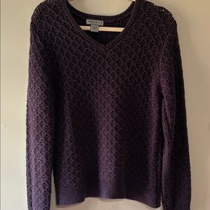Eddie Bauer Deep Purple V-Neck Sweater Size M